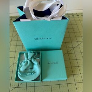Tiffany blue bag, box, shopping bag with white ribbons